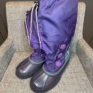 Vintage Sorel Women's Freestyle Snow Boot Size 8 Green Purple Tall 90s No‎ Laces